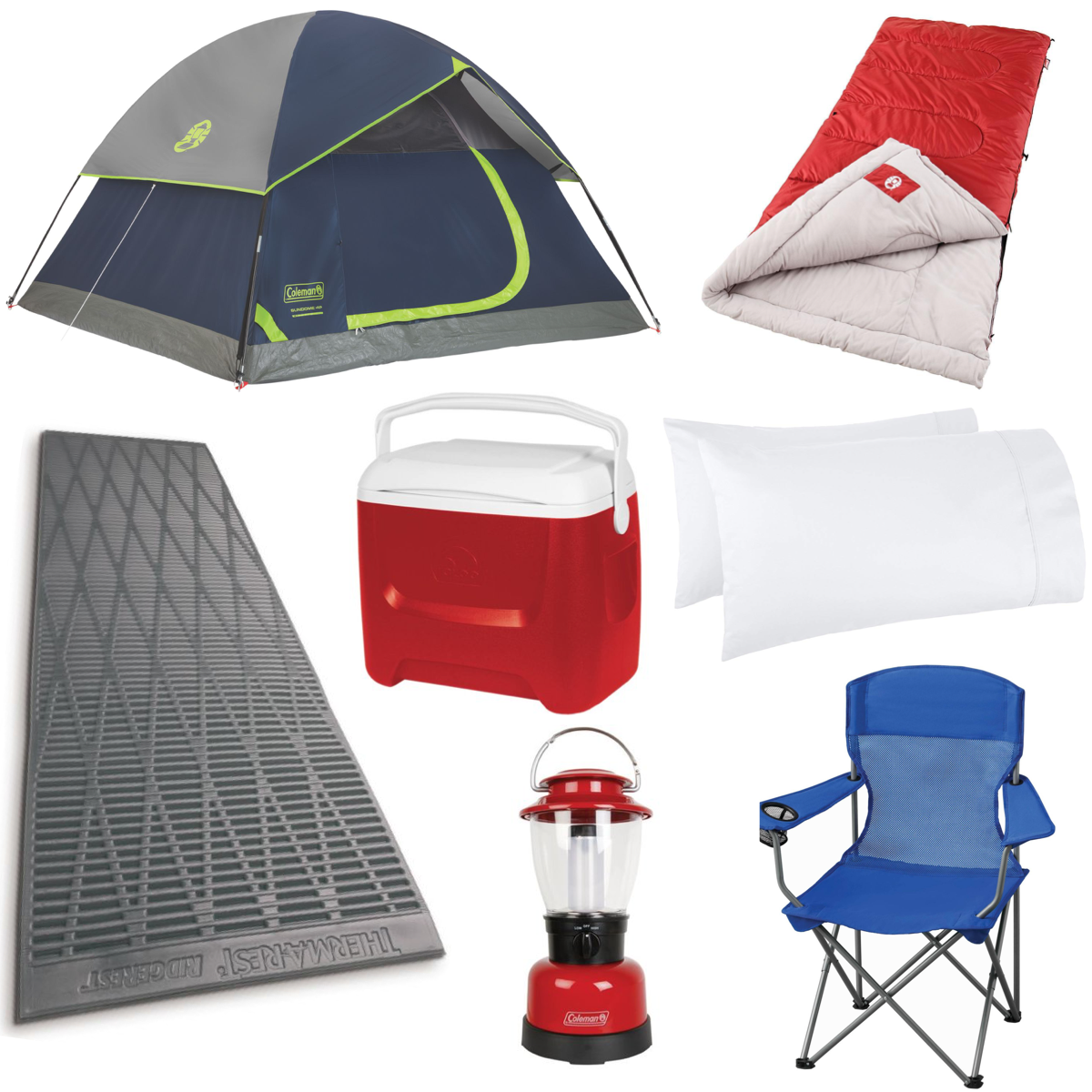 Maui Camping Rental Equipment with Tent, sleeping bag, cooler, Pillow, lantern, chair and sleeping pad