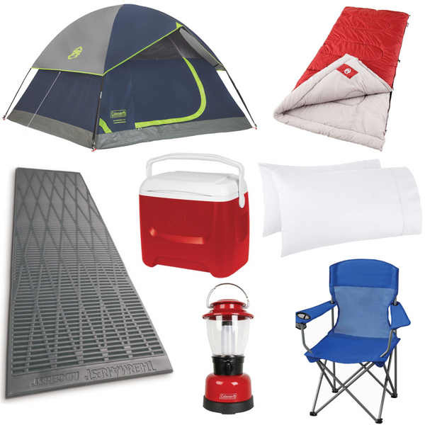 Maui Camping Rental Equipment with Tent, sleeping bag, cooler, Pillow, lantern, chair and sleeping pad